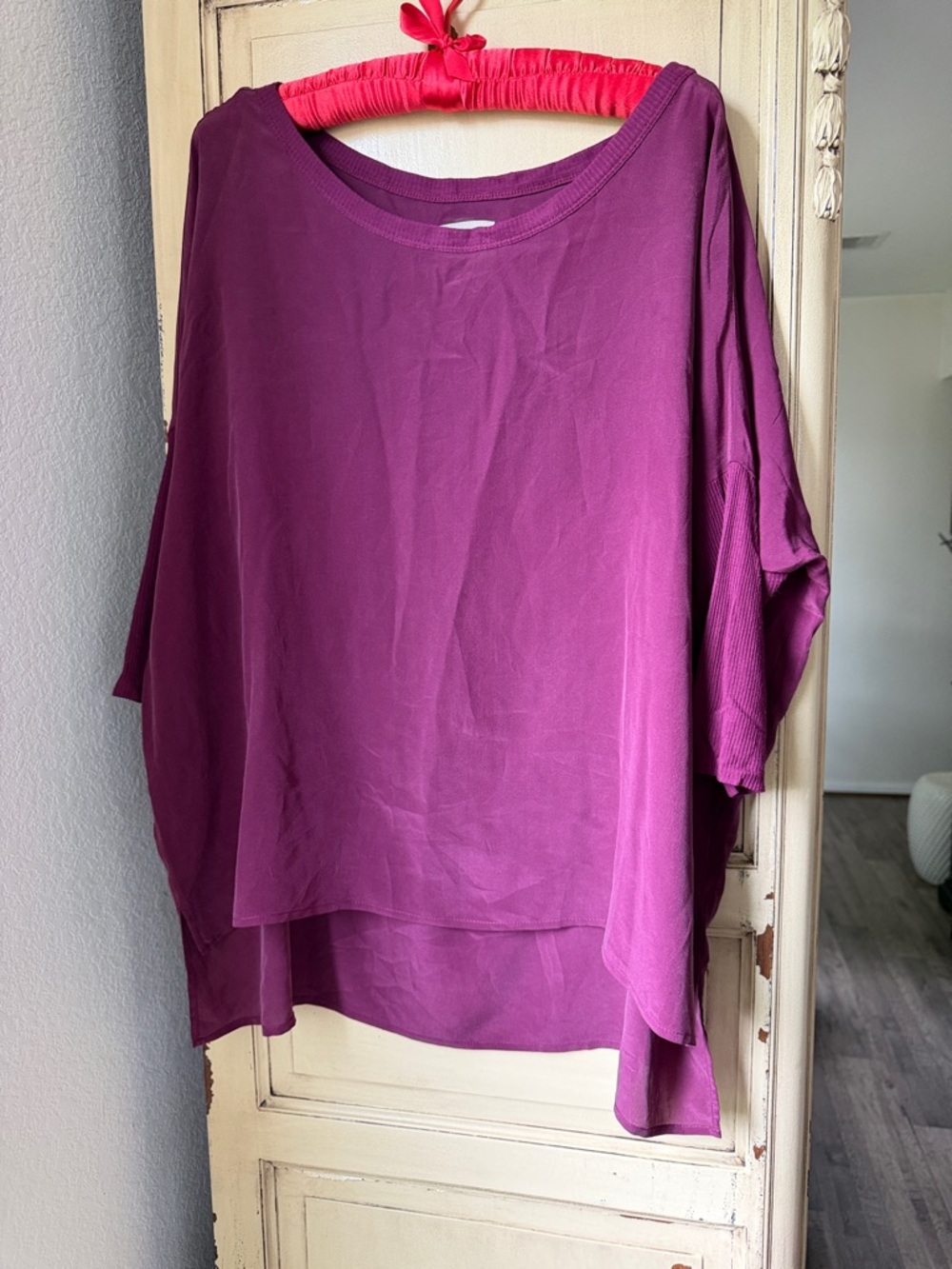 Chaser Oversized Silk Tunic Top in Deep Magenta